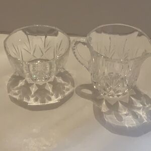 Crystal Creamer & Open Sugar Set Lismore Pattern